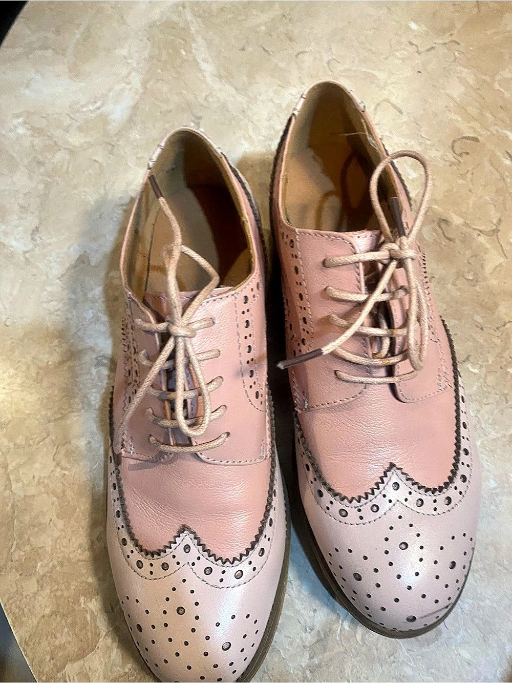 Women's Pink Brogue Oxfords US 8